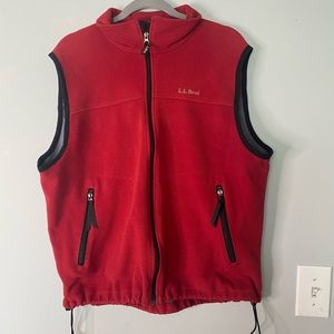 L.L. Bean Red Fleece Sleeveless Vest Jacket Size Large